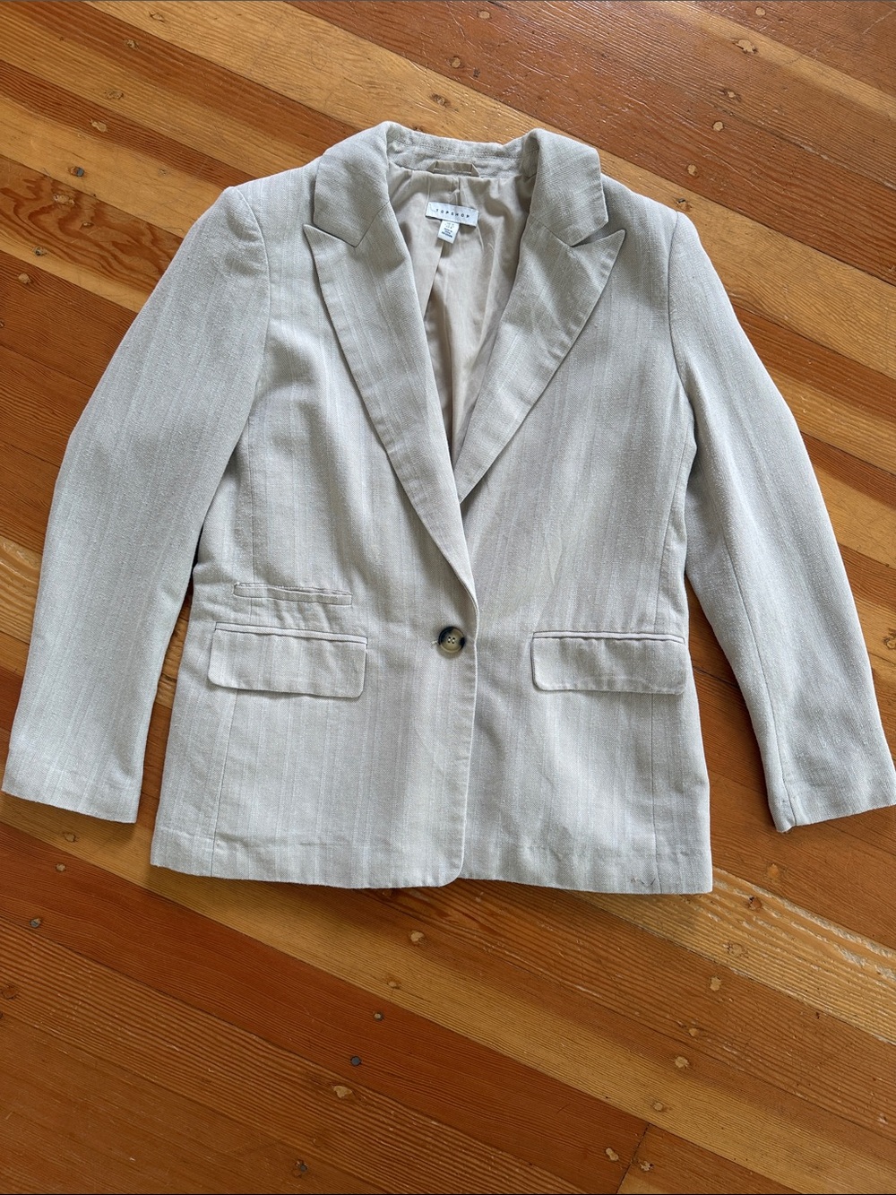 Topshop Textured Beige Blazer Size 8